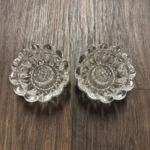 Vintage Princess House Glass Candle Holders 3-Way Reversible x 2